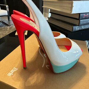 Christian Louboutin Patent Leather Lady Peep 150 Slingback Pumps Size 37
